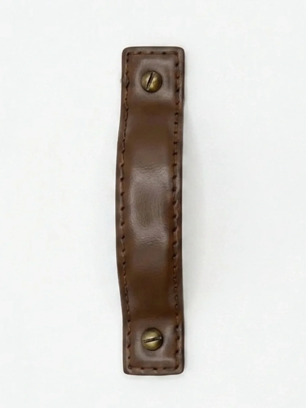 NWOT Anthropologie Saddle Stitch Leather Handle Brown Iron Brass Pull
